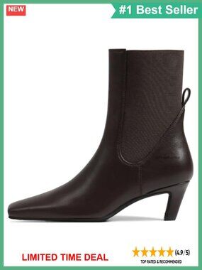 Kitten Heel Ankle Booties Faux Suede Square Toe Chelsea Boots Womens